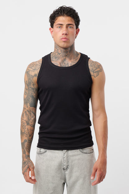 Black Ribbed Tank Top