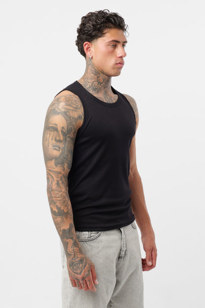 Black Ribbed Tank Top