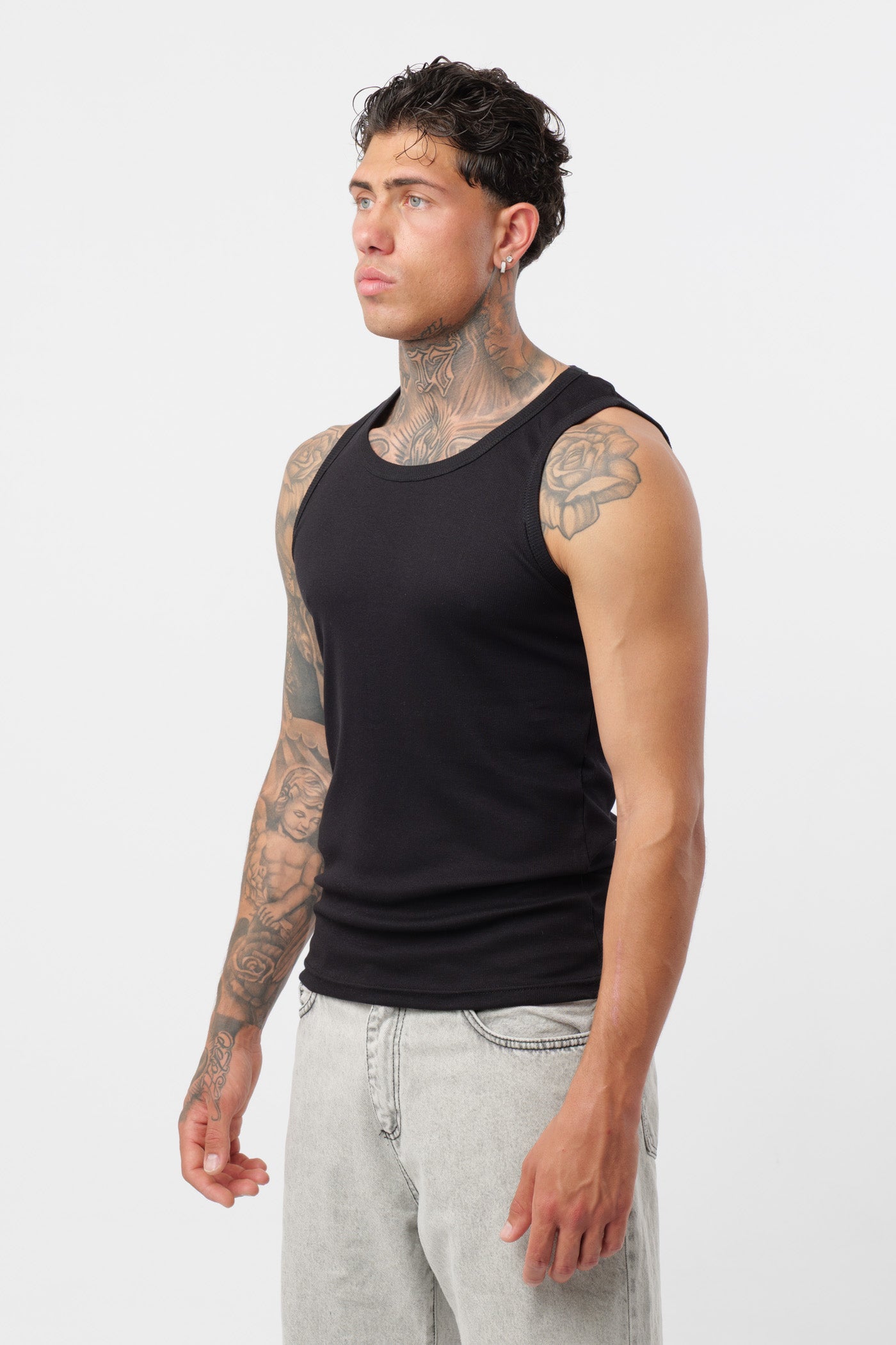 Black Ribbed Tank Top