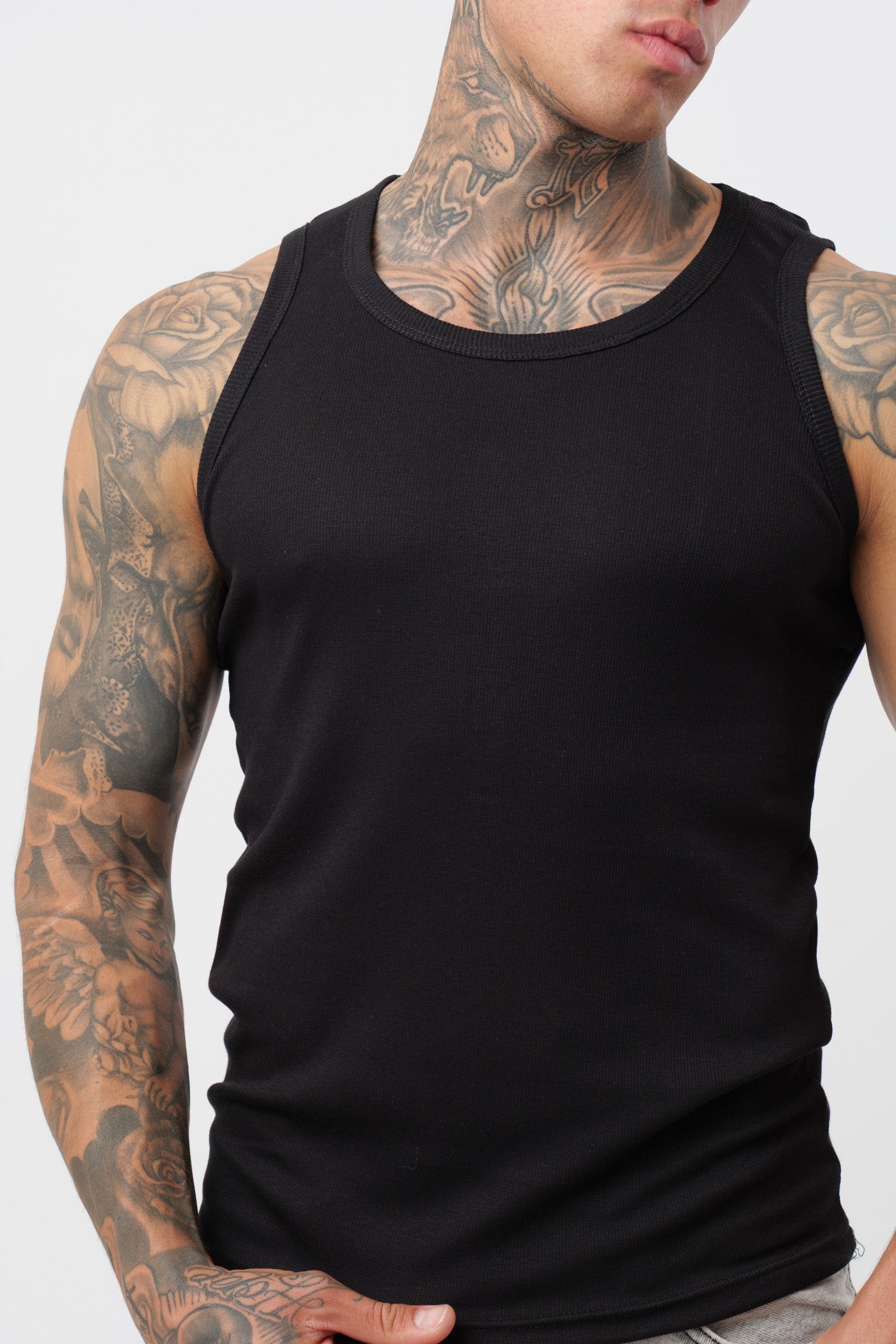 Black Ribbed Tank Top